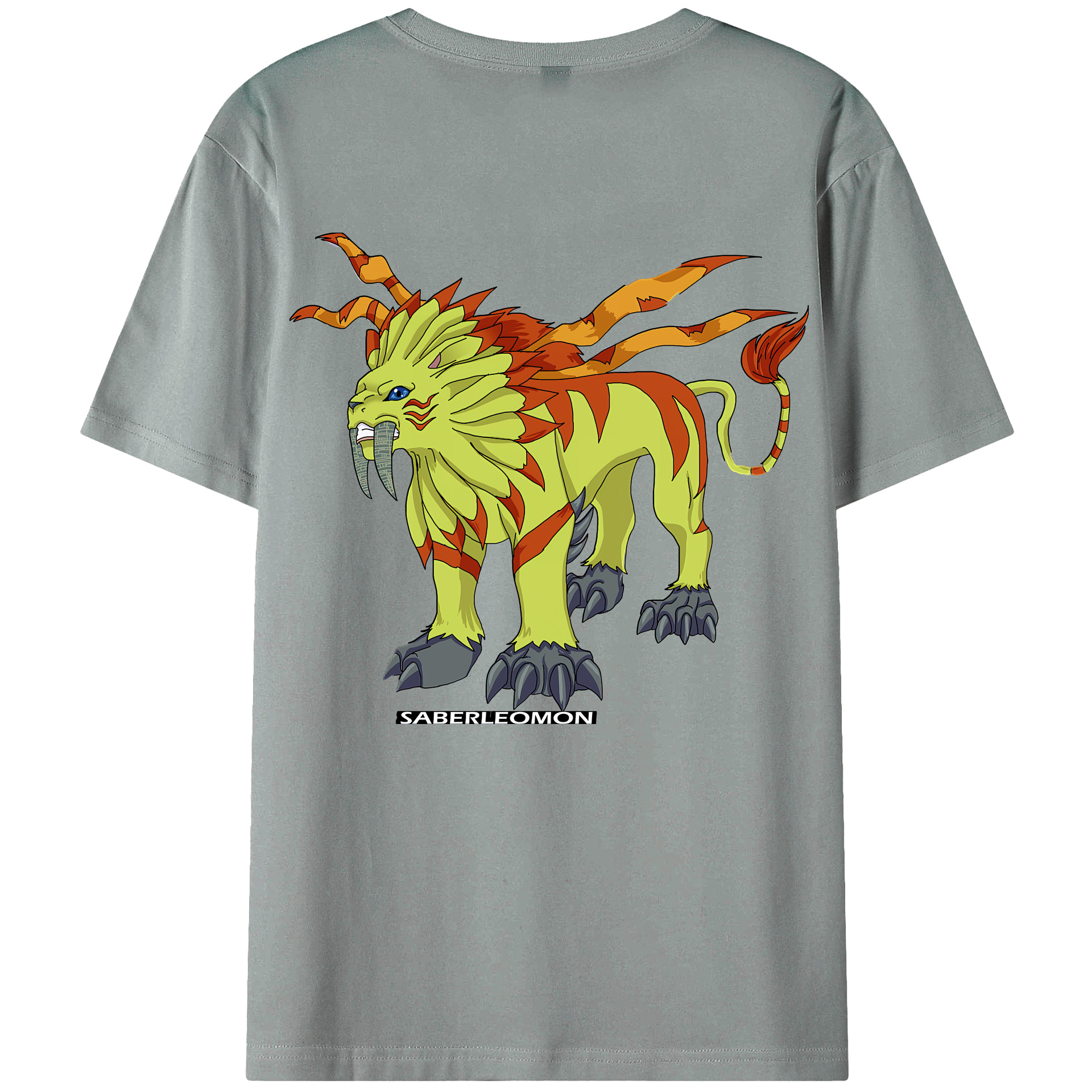 （画像用） Digimon デジタルモンスター/デジモン 綿100％ メンズ半袖Tシャツ（バックプリント） 通気性